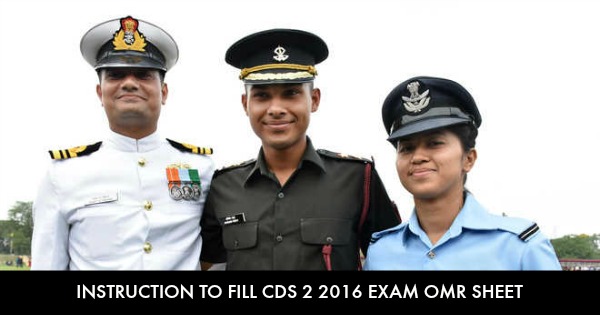 Instruction to fill CDS 2 2016 Exam OMR Sheet
