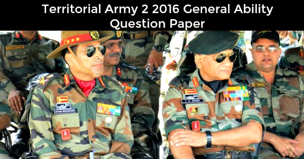 Territorial Army 2 2016 General Ability Question Paper