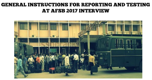 General Instructions for Reporting and Testing at AFSB 2017 Interview