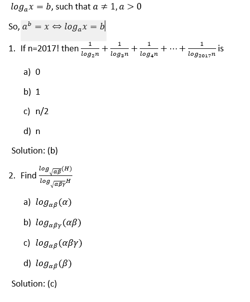 20 Most Important Nda Exam Questions On Logarithms