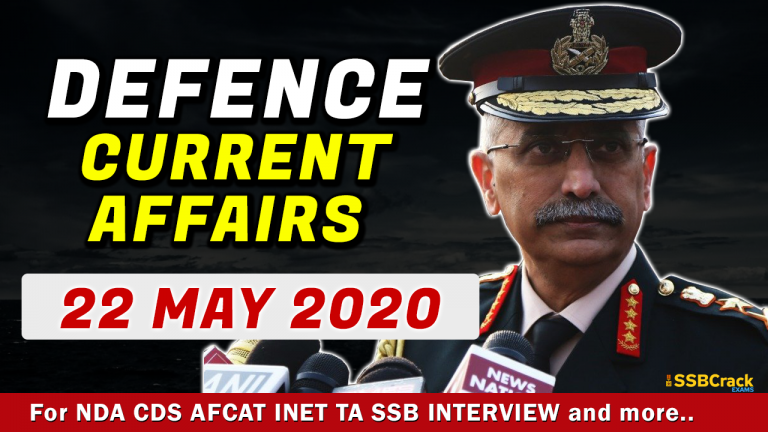 22 May 2020 Defence Current Affairs