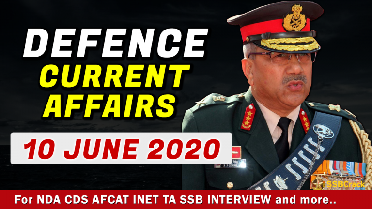 10 June 2020 Defence Current Affairs