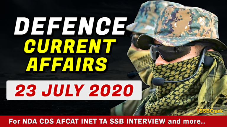 23 July 2020 Defence Current Affairs