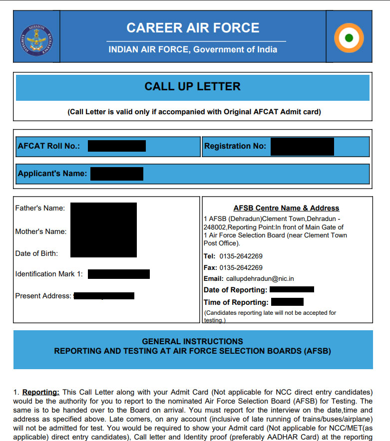 AFSB Call letter 2021