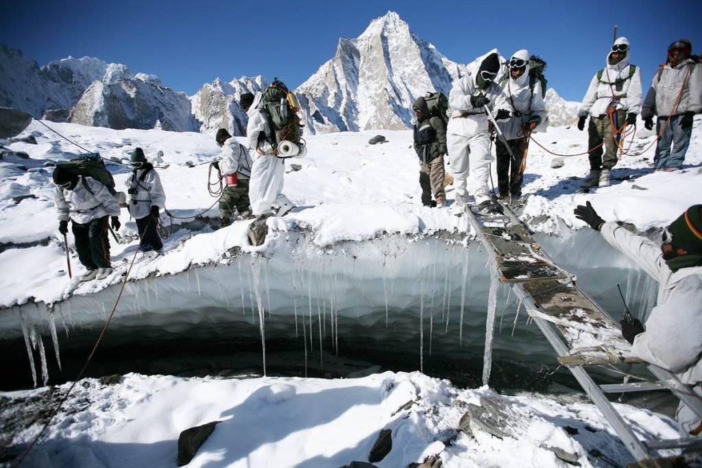 indian army troops deployed in high altitude areas equipped with advanced avalanche alert gadgets