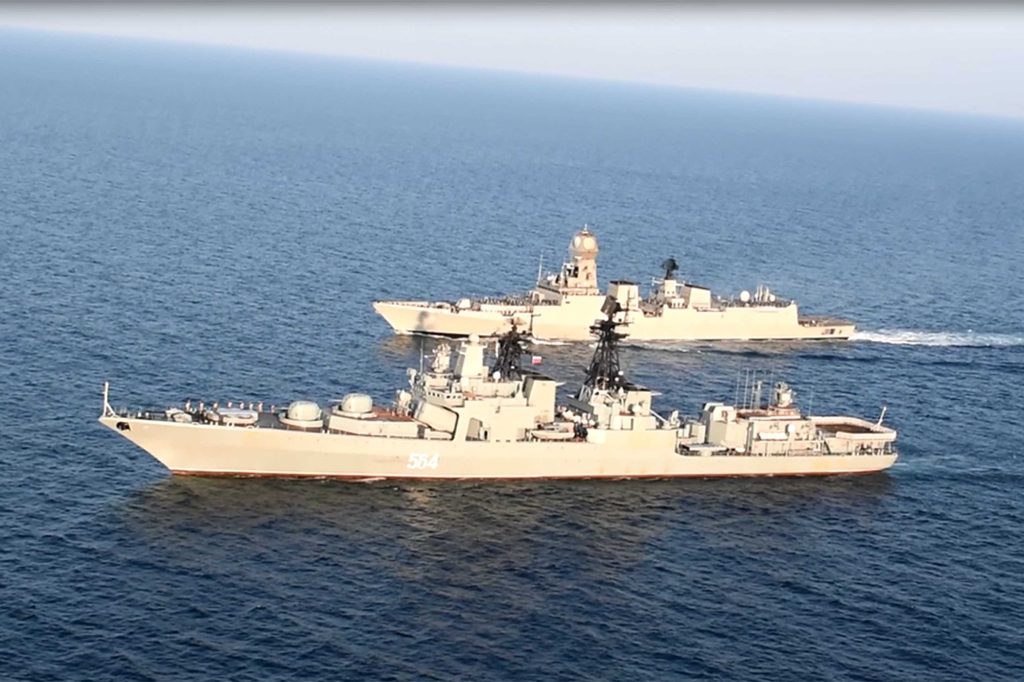 indian navy and russian navy conduct passing exercise in arabian sea