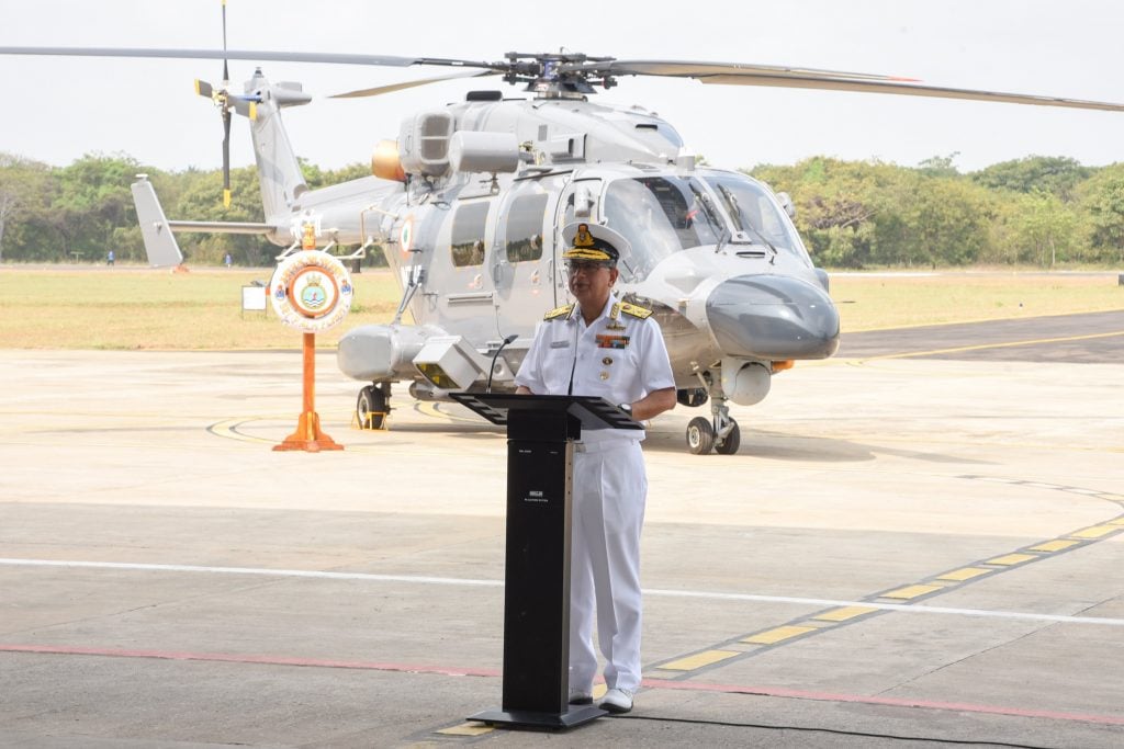 indian navy inducts two indigenously built advanced light helicopters alh dhruv mk iii at ins parundu 1