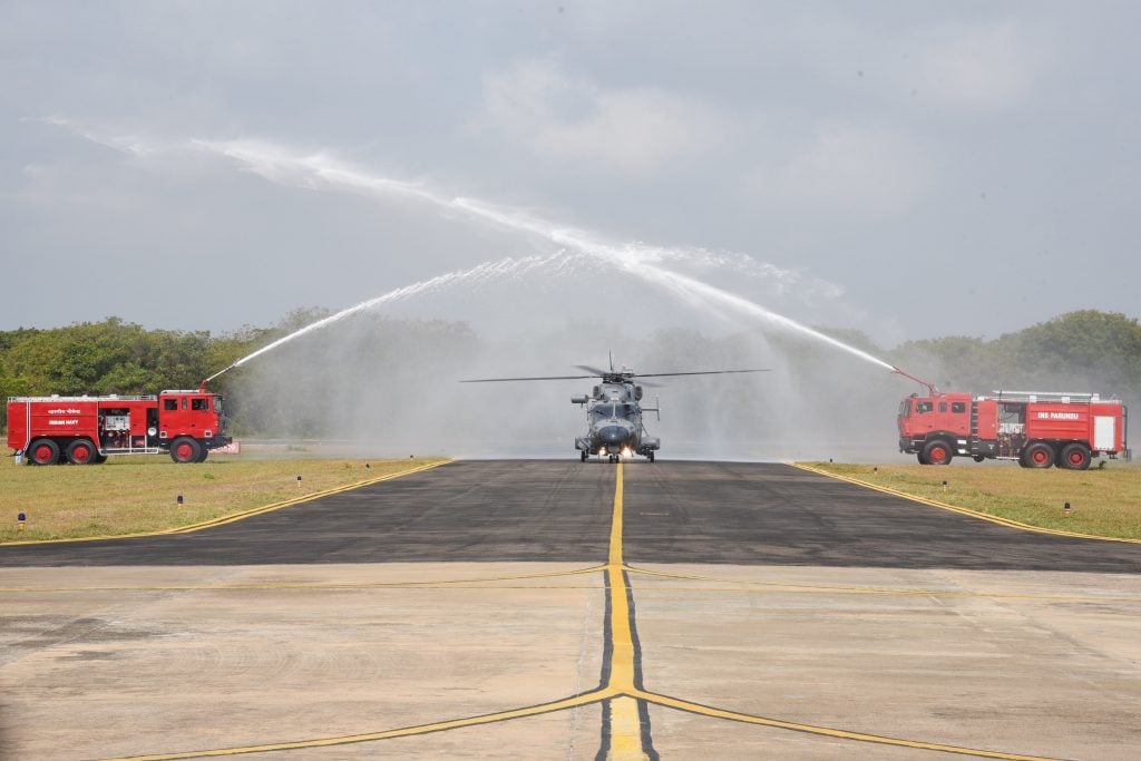 indian navy inducts two indigenously built advanced light helicopters alh dhruv mk iii at ins parundu