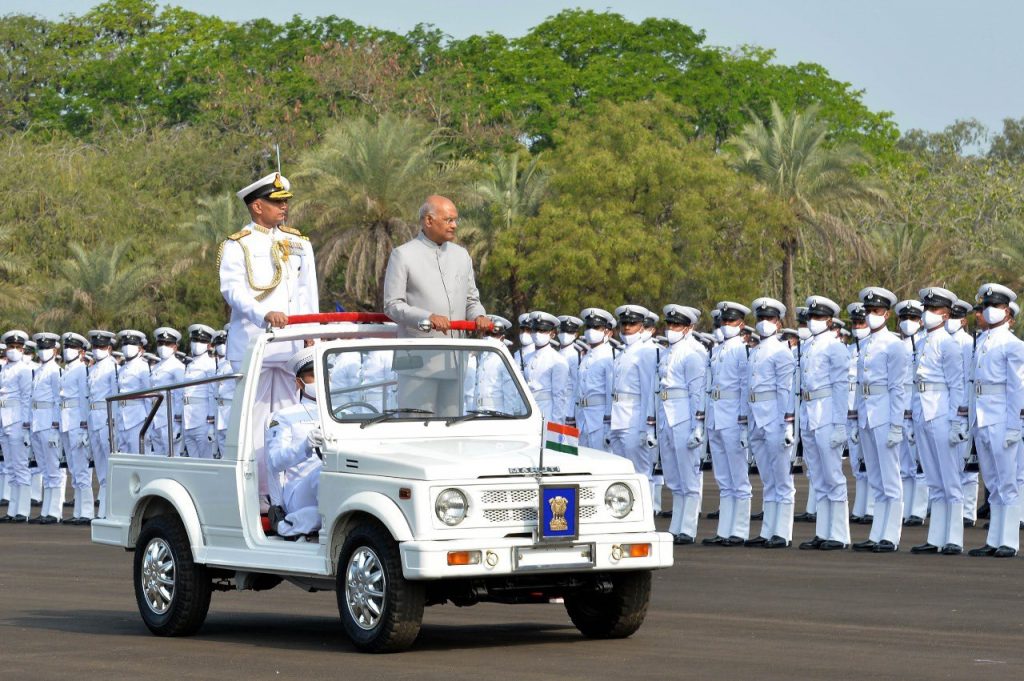 president of india presents presidents colour to ins valsura 2