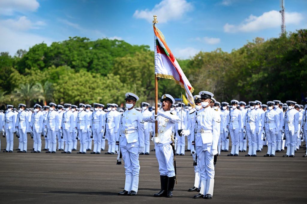 president of india presents presidents colour to ins valsura 3