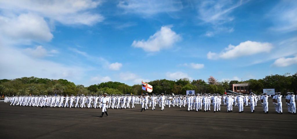 president of india presents presidents colour to ins valsura 6