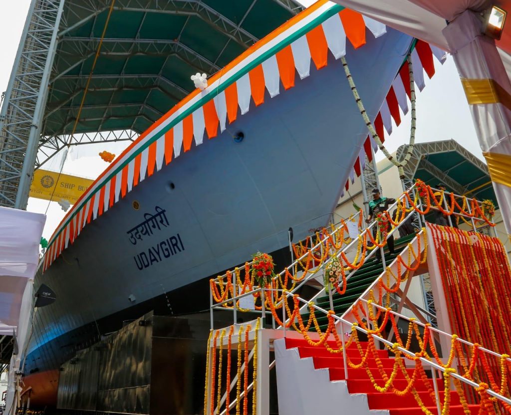 raksha mantri launches two indigenous frontline warships surat guided missile destroyer and udaygiri stealth frigate 6