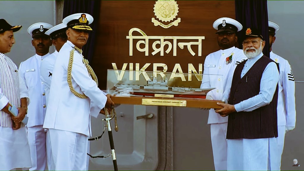 pm shri narendra modi commissions indias first indigenous aircraft carrier ins vikrant in kochi
