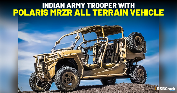 Indian Army trooper with POLARIS MRZR All Terrain Vehicle