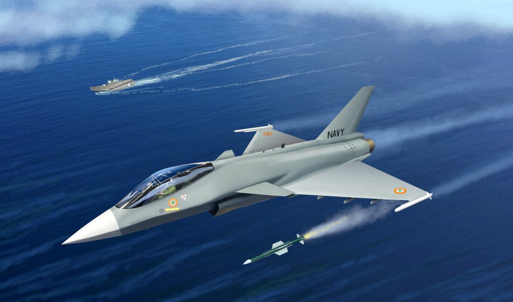 HAL TEDBF Fighter Jet With Vikrant Aircraft Carrier Art