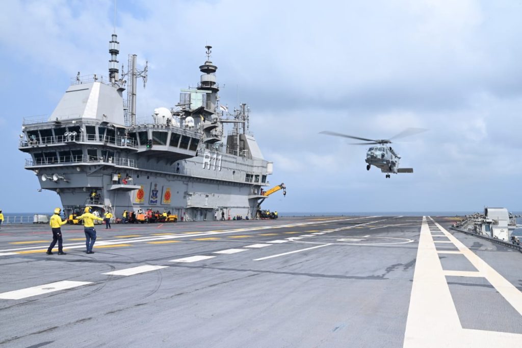 Maiden Landing of MH 60 Romeo Helicopter on INS Vikrant 1