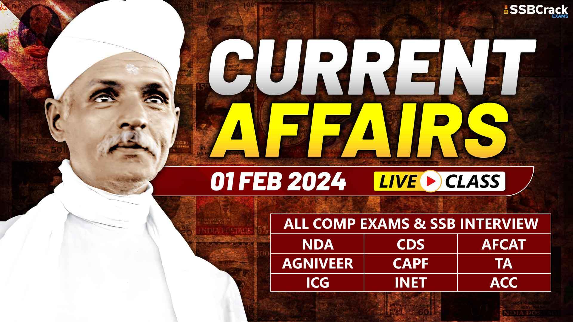 Current Affairs 01 February 2024