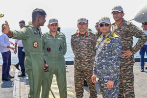 Senior Officers from Indian Armed Forces Embark on INS Vikrant for TROPEX25 Exercise