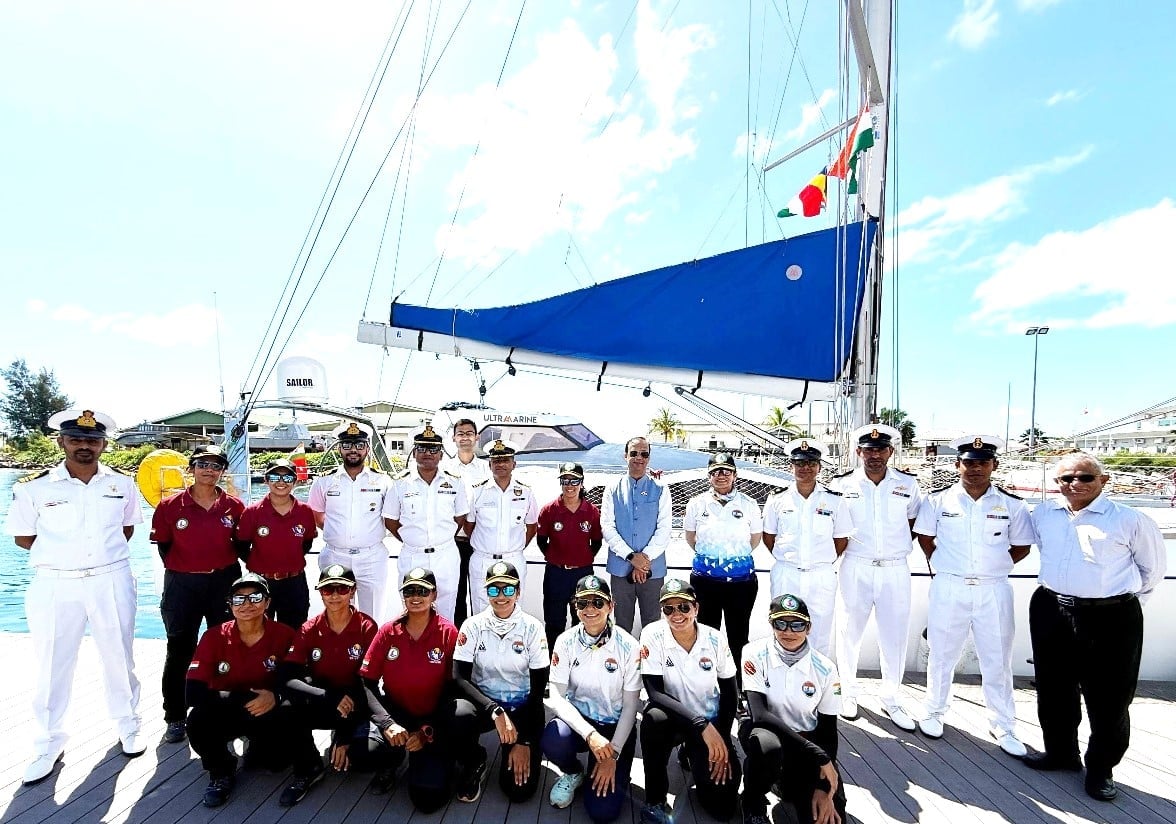 India's All-Women Tri-Services Crew Completes Historic 'Samudra Pradakshina' Expedition at Seychelles