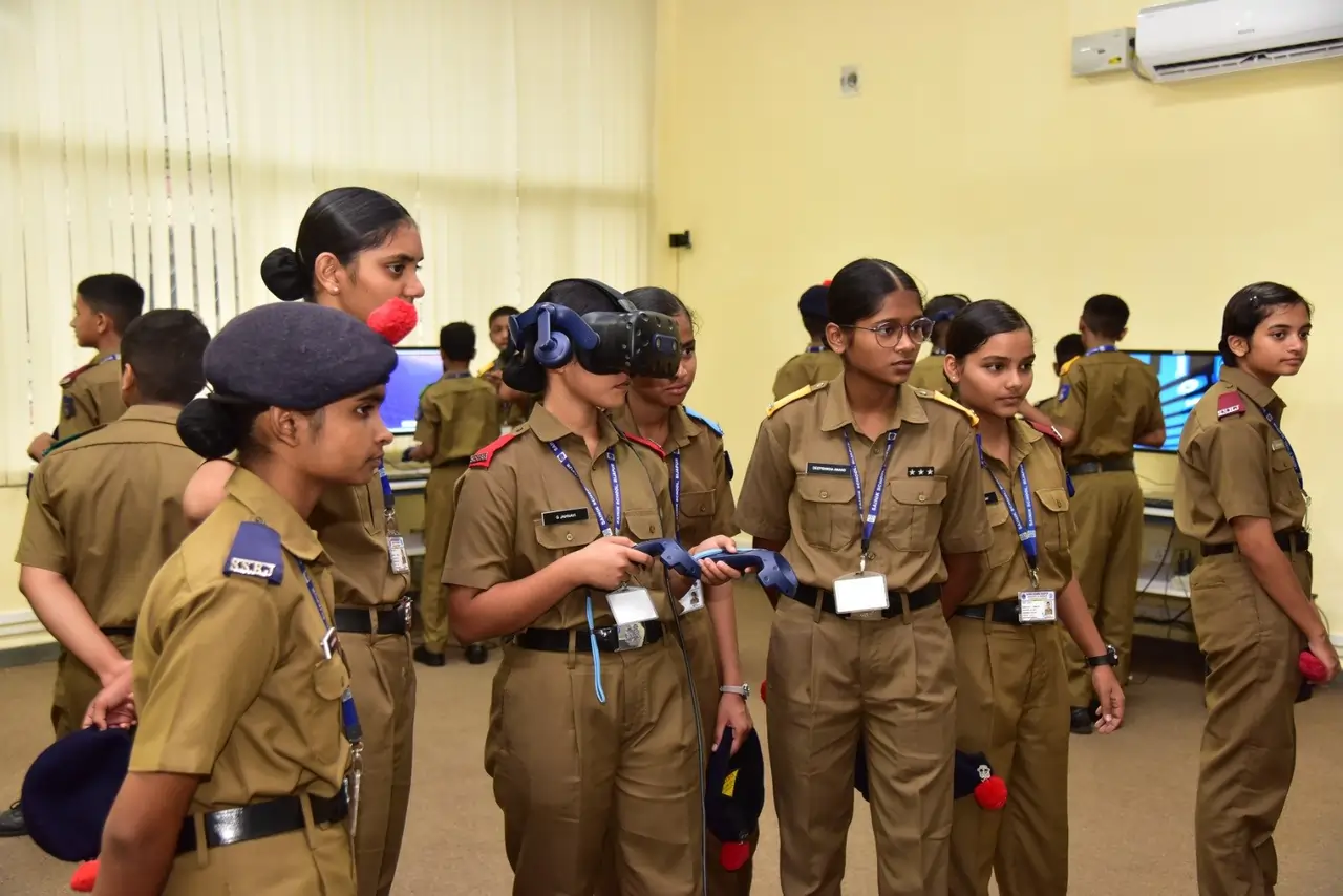 Sainik School Cadets Using VR Box