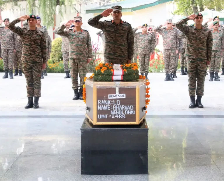Indian Army Pays Homage to Lance Dafadar Bharvad Mehulbhai Mepabhai in Ganderbal