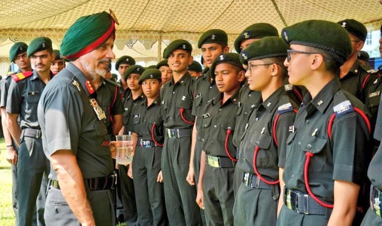 Major General MPS Gill with RIMC Cadets