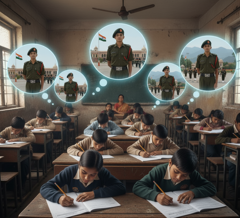 Children Giving Exam For Defence