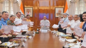 Defence Minister with Officers and Others