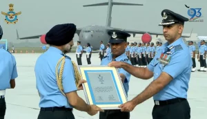 Group Captain Amit Gehani Getting Award from Air Force Chief