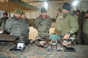 Lt Gen Hitesh Bhalla Inspecting Drones