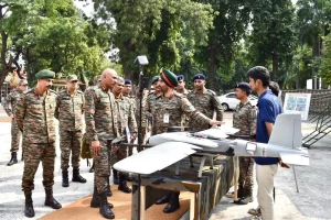 Lt Gen Pratik Sharma Inspecting a Drone