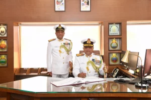 Rear Admiral Shantanu Jha and Rear Admiral Anil Jaggi