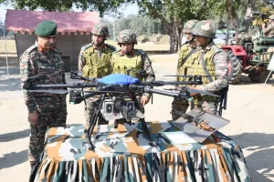 Lt Gen Rajesh Pushkar Reviewing Drones