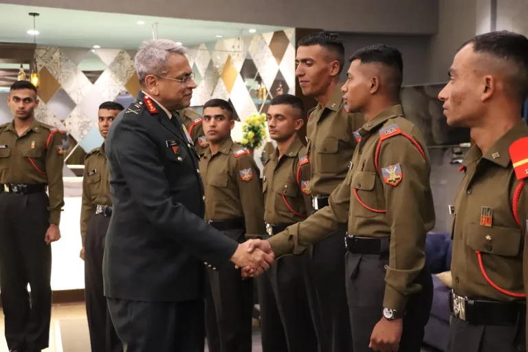 Lt Gen Anindya Sengupta Shaking Hands with Cadets
