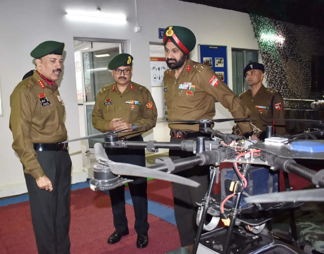 Lt Gen Rajiv Kumar Sahni Reviewing Drone