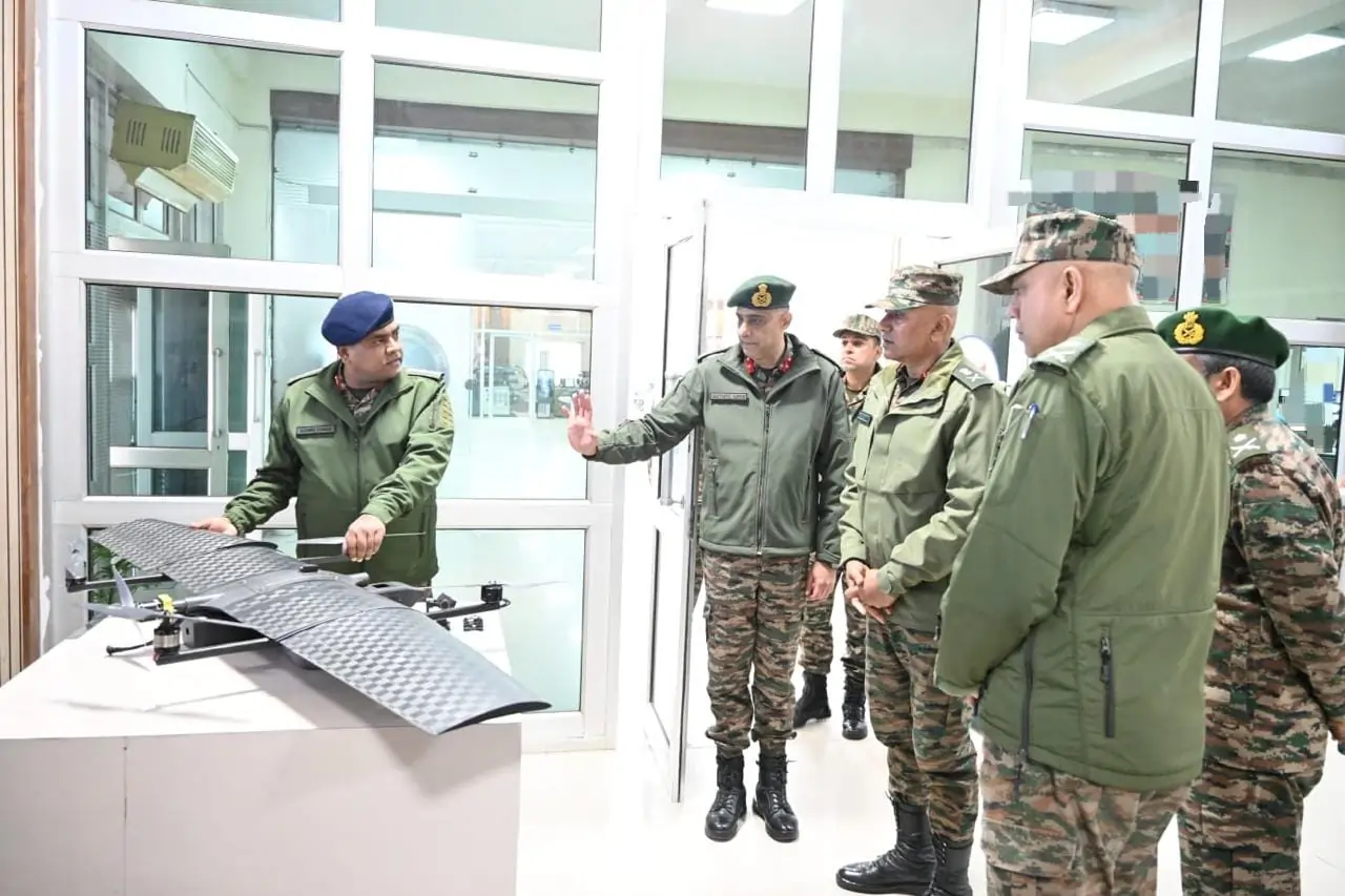 Lt Gen Pratik Sharma Reviewing Drone