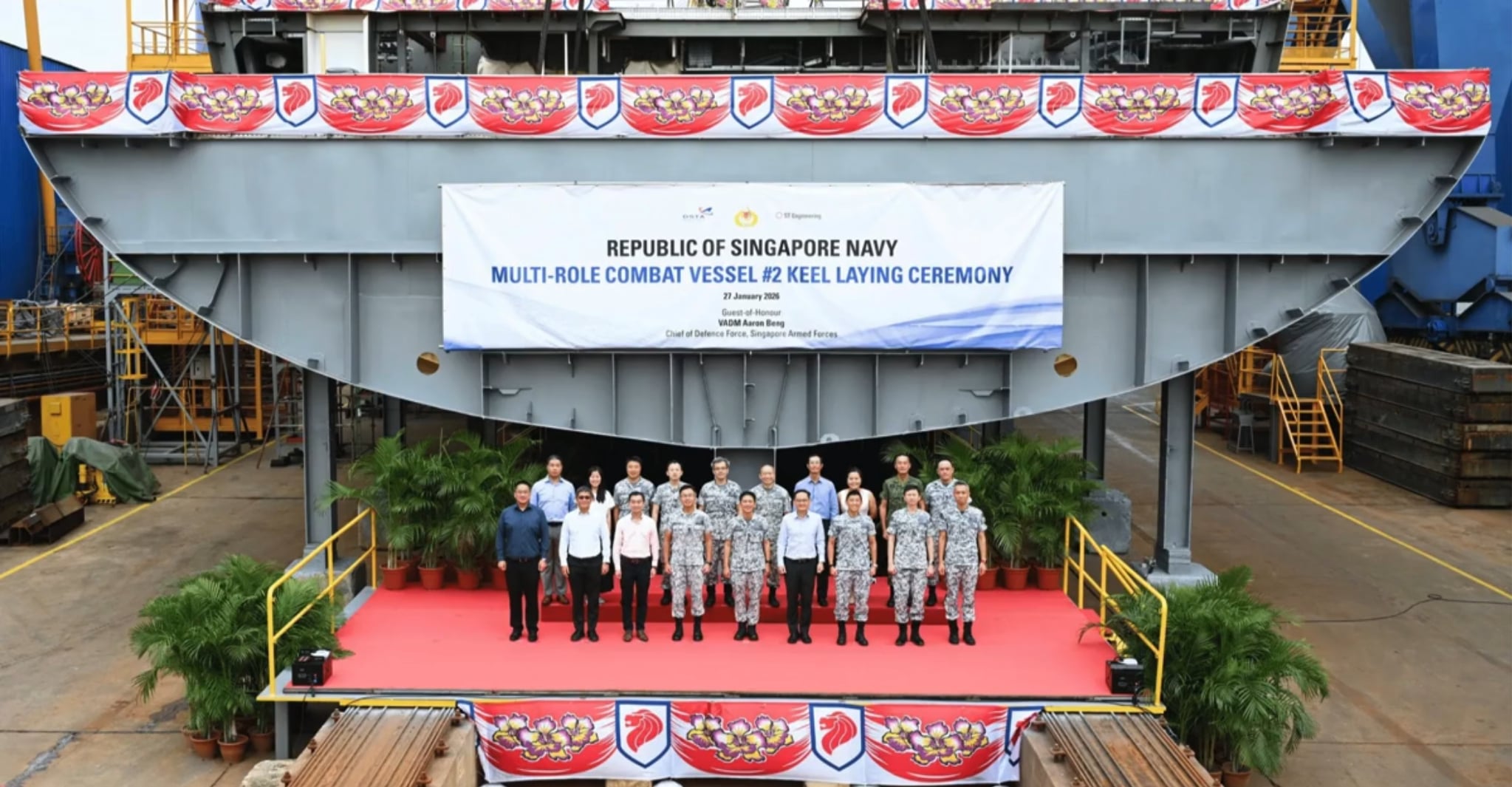 ST Engineering Lays Keel for Singapore Navy's Second Multi-Role Combat Vessel RSS Valour