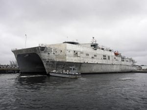 US Navy Christens Final Spearhead-Class Expeditionary Fast Transport Ship, USNS Lansing