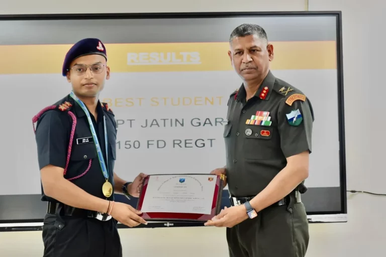 Captain Jatin Garg Adjudged Best Student at Regimental Signaller Officers Course