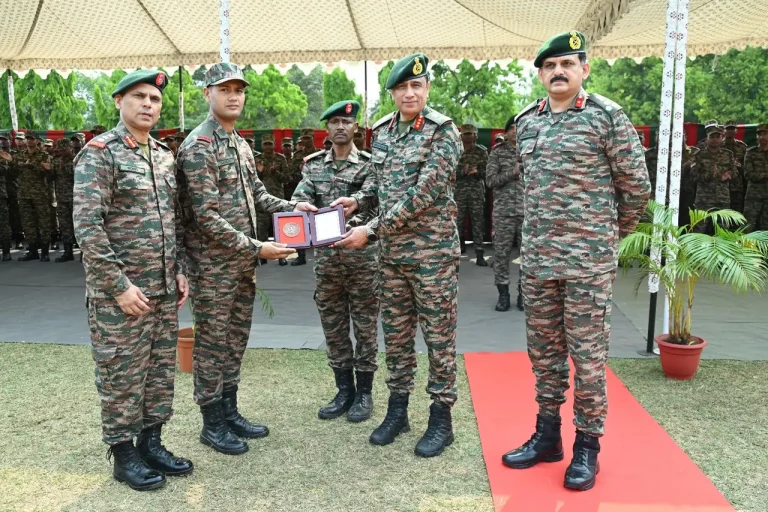Officer Giving Award