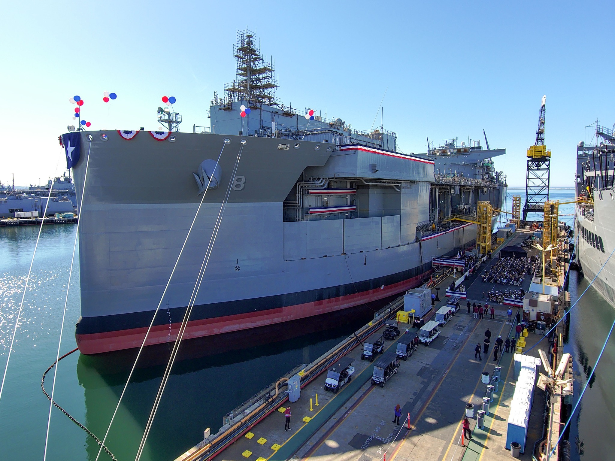 US Navy Christens Final Ship in Expeditionary Sea Base Program as USNS Hector A. Cafferata Jr.