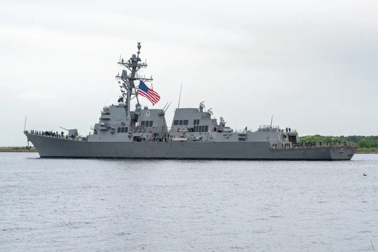 US Navy's Future Guided-Missile Destroyer Ted Stevens Departs for Norfolk, Virginia