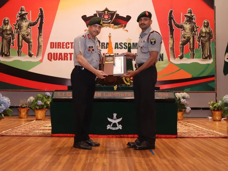 DG Assam Rifles Giving Award to Officer