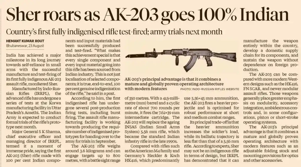 AK 203 Sher Achieves Indigenous Milestone