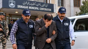 CBI Escort Outside Srinagar Municipal Corporation
